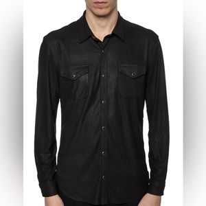John Varvatos Faux Suede Black Western Button Shirt XXL